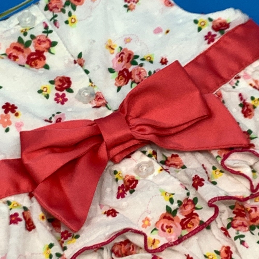 Small Wonders Peach Flowers Ruffle Dress - Picture 4 of 6
